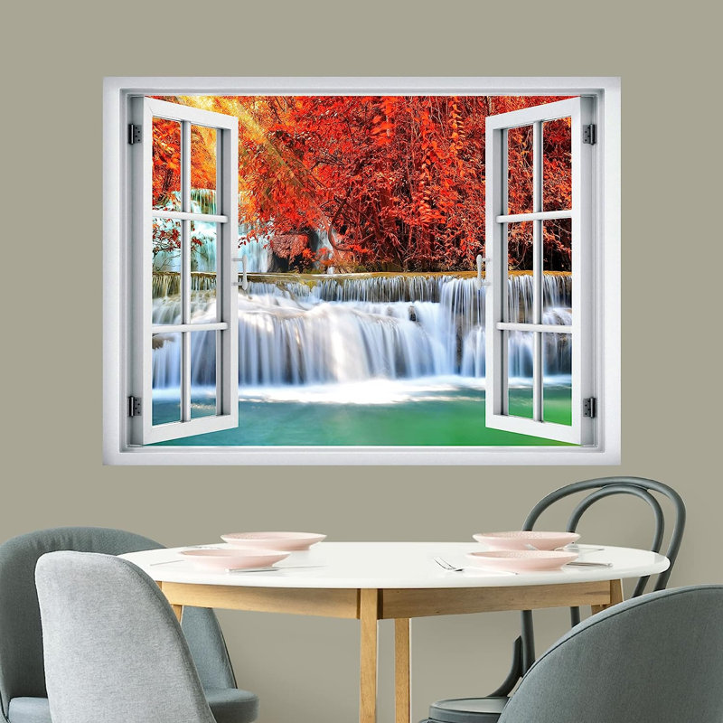 Murale d'automne arbre orange rivière Rapids, L 32 po x l 24 po