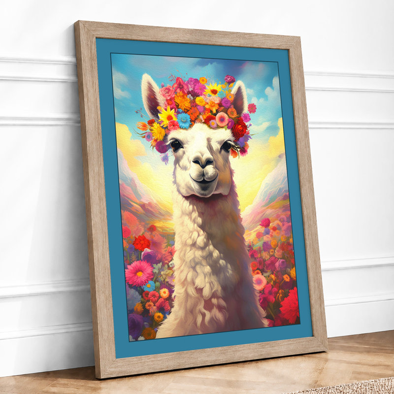 Crowned Alpaca Boho - Print, A3 - 42.0 x 29.7 cm, Oak