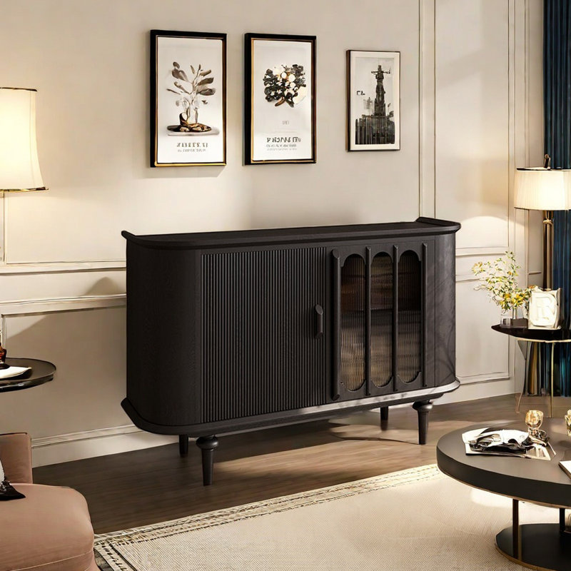 Buffet de rangement moderne moderne de luxe noir.