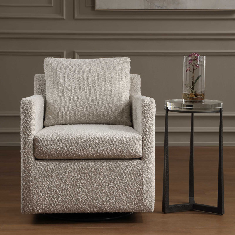  Fauteuil pivotant / coulissant crème Tisdell, White