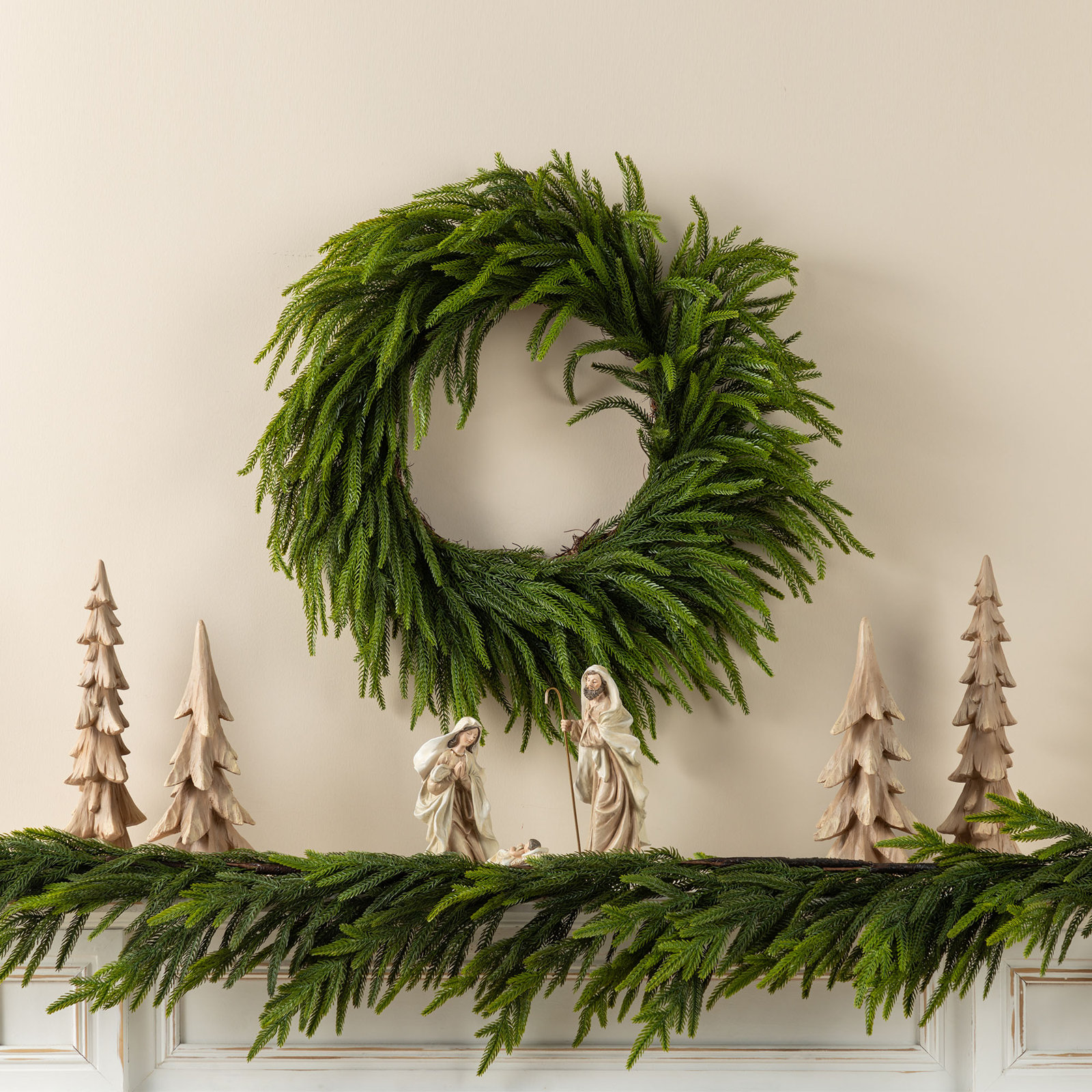 28"D Christmas Greenery PE Dripping Wreath