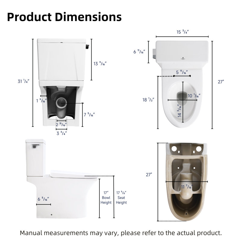 MaceratingFlo Skirted Rear Outlet Toilet with Tornado Flush, 17.6" Soft-Close Seat, 7" Rough-In, Extension Pipes Included