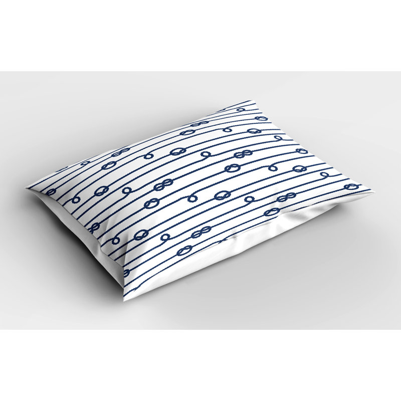Nautical Navy and White Microfiber Pillow Shams 36" x 20"