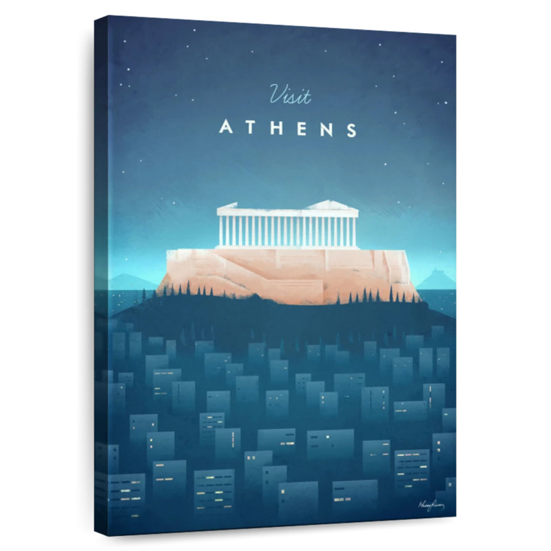 Aime, affiche de voyage rétro d'Athènes, H 24 po x l 16 po