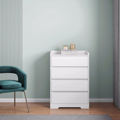 4 Drawer Dresser, Chest Of Drawers Without Handle Dresser For Bedroom 100% Waterproof, Modern Wooden Cabinet With Sturdy Frame by Ebern Designs