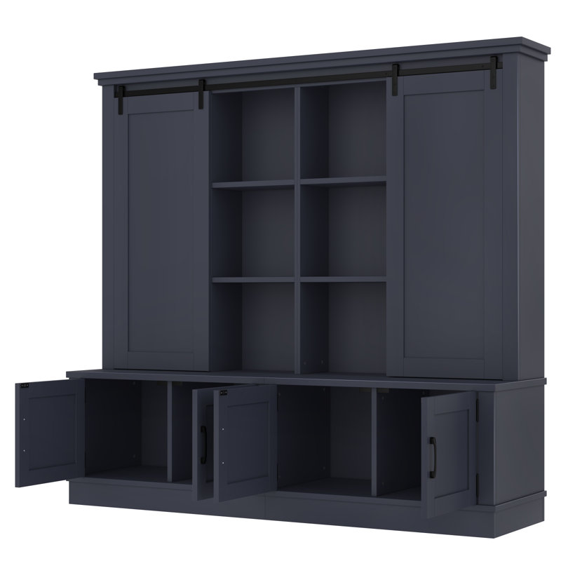 Armoire de rangement avec porte coulissante pour salon et bureau, Blue