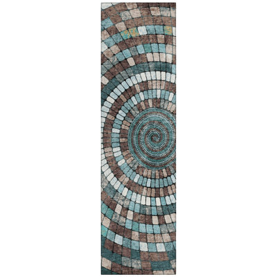 Machine Washable Indoor/Outdoor Husby ACN2216 Geometric Rug