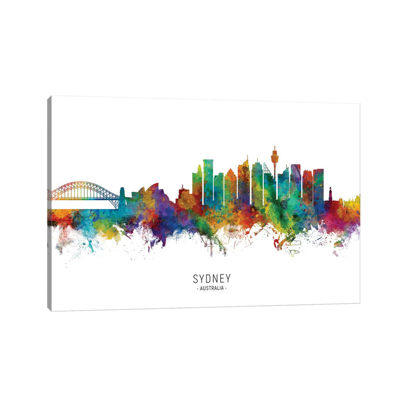 Sydney Sydney Skyline par Michael Tompsett - impression sur toile tendue, H 8 po x l 12 po x P 0,75 po