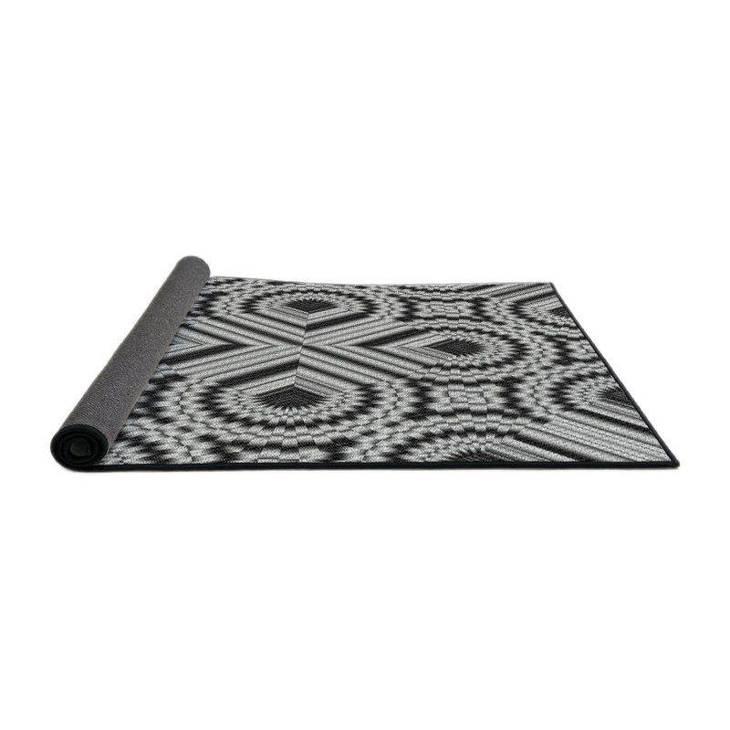 Tapis tissé à la machine noir / gris, Rond 6 pi
