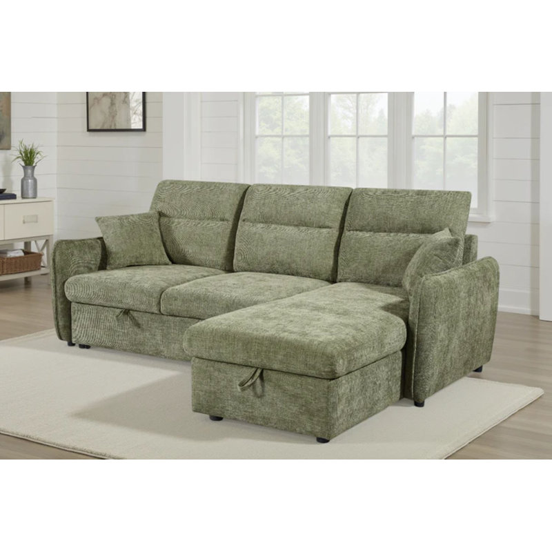 4 Seater Sofa Bed, Right Hand Facing, Green