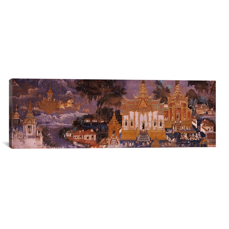 «Ramayana Murals in Royal Palace, Phnom Penh, Cambodge», reproduction d'art sur toile, H 12 po x l 36 po x P 1,5 po