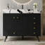 Meuble-lavabo autoportant 36 po avec comptoir en faux marbre, lavabo en céramique, 5 tiroirs et pieds en acier inoxydable-441874820