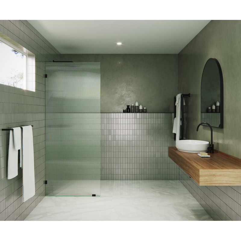 Gaia 32 in. x 78 in. Frameless Fluted Single Fixed Shower Panel, Oil Rubbed Bronze