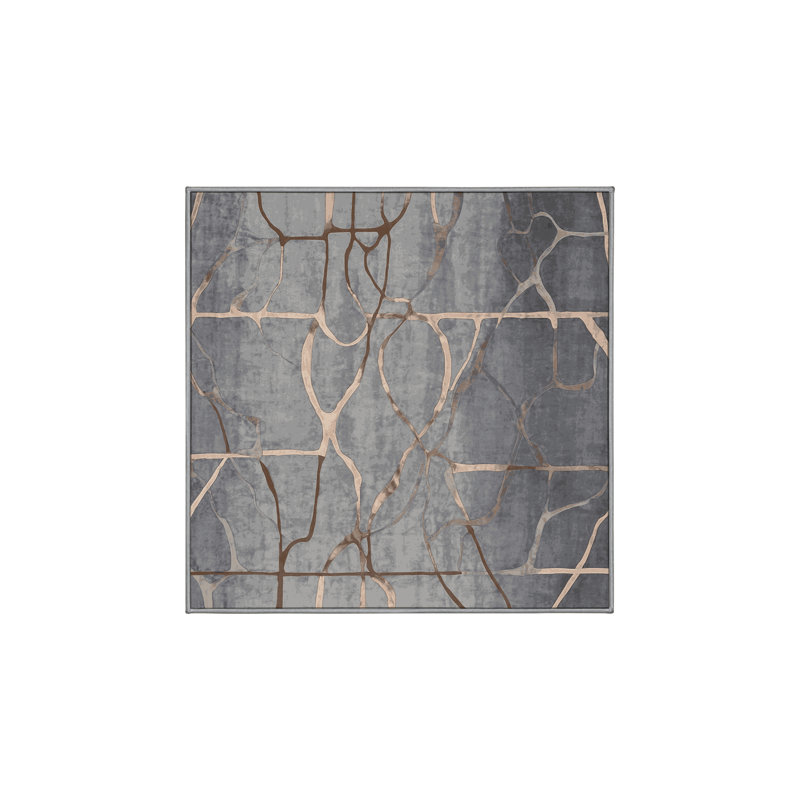 Tapis gris soyeux et moelleux, Carré 5 pi