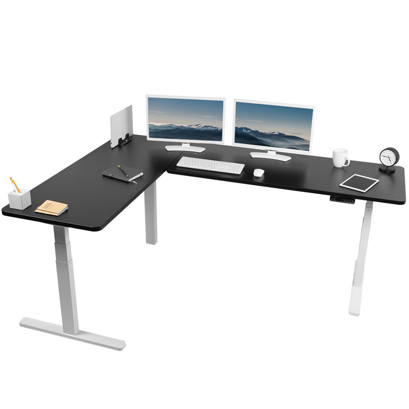 Bureau en coin électrique 83 "x 60", Noir / blanc
