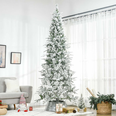 Arbre de Noël artificiel pin enneigé 9 pi avec branches réalistes et 1159 pointes pour une décoration des Fêtes facile