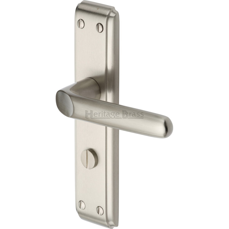 Heritage Brass Door Handle for Bathroom Deco Design, Satin Nickel