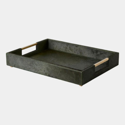 Posh Tray-Hair-On-Hide Green 4"H x 16"W x 22"D Decorative Tray