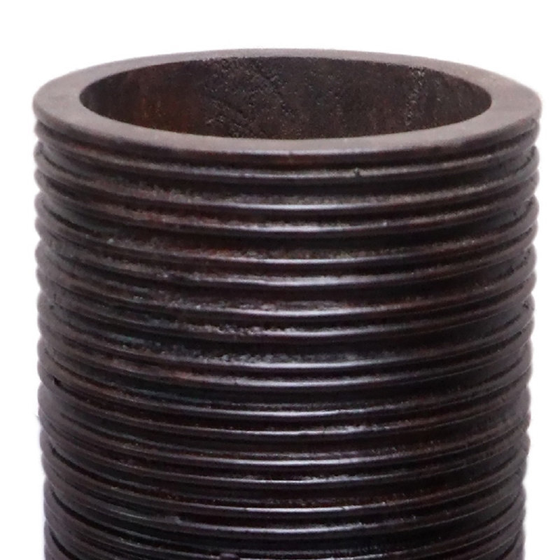 Brown Decorative Contemporary Mango Wood Ribbed Design Cylinder Shaped Floor Vase, 36" H x 8" W x 8" D, 1 piece