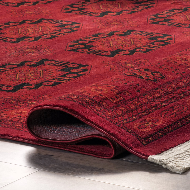 Fernon Oriental/Persian Area Rug for Living Room Bedroom Dining Room Kitchen, Red/Ivory, Rectangle 8'10" x 12'