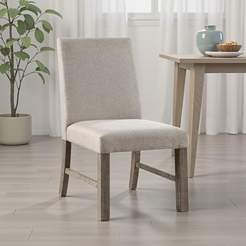 Ensemble de 2 chaises de salle à manger Genu, bois gris rustique, tissu gris