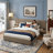 Chenille Upholstered Platform Bed with Built-In Nightstands and 2 Storage Drawers-479620776-479620774