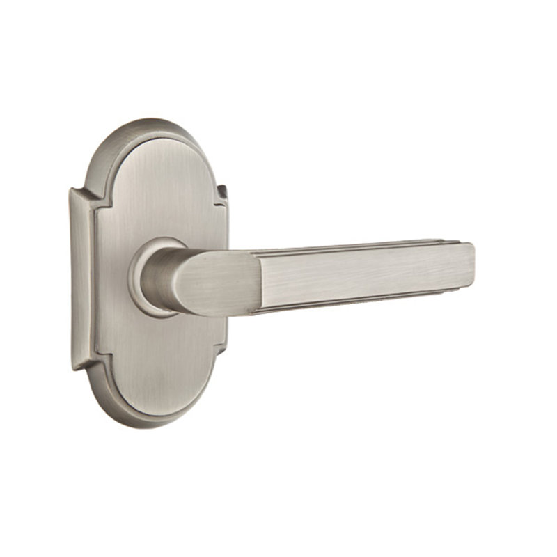 Milano Flat Privacy (Bed & Bath) Door Lever with Arch Rosette, Right, Antique Nickel