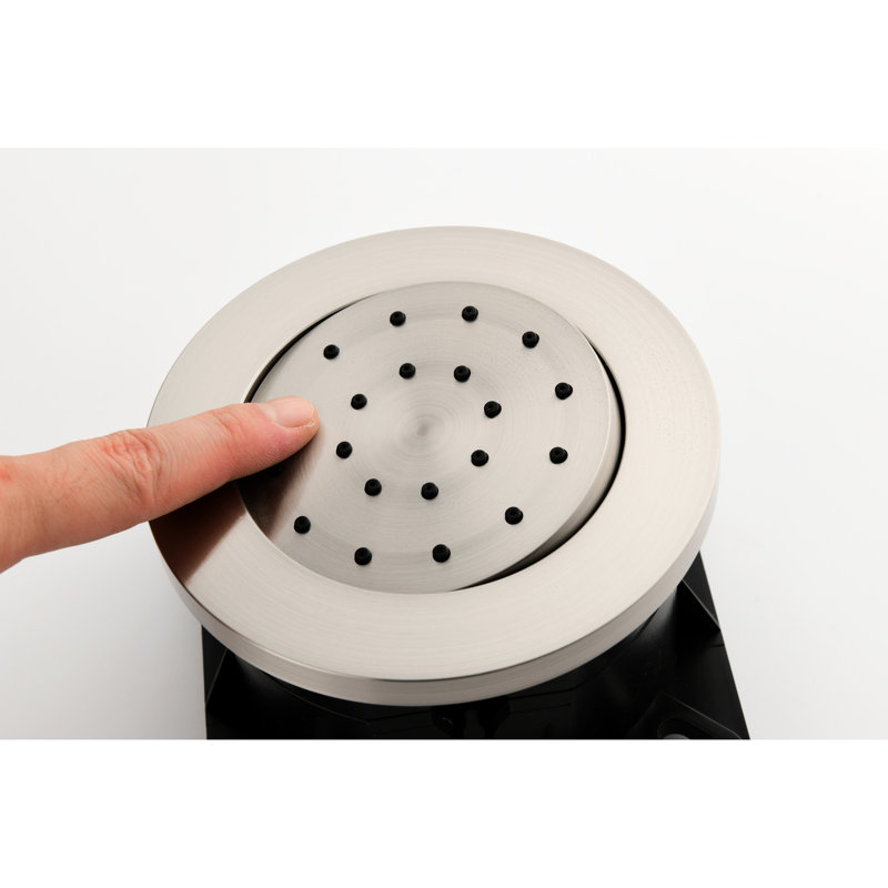 Collection de douche en nickel brossé avec choix multiples. Tête, douche à main, barre coulissante, jets de corps, bras, tuyau, garniture de valve, poignées à levier. Tête autonettoyante pour un débit d'eau clair. Méthode d'installation