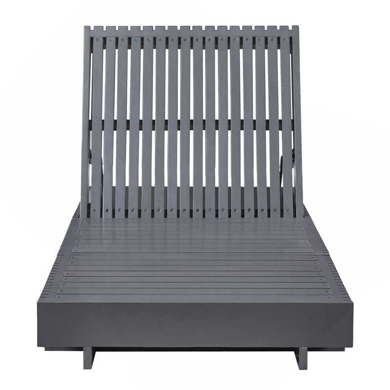 Chaise longue d'extérieur moderne en bois massif d'acacia avec inclinable réglable pour patio, terrasse, jardin, bord de piscine (sans coussins)