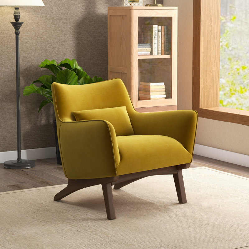 Hoffmann Velvet Armchair, Yellow 