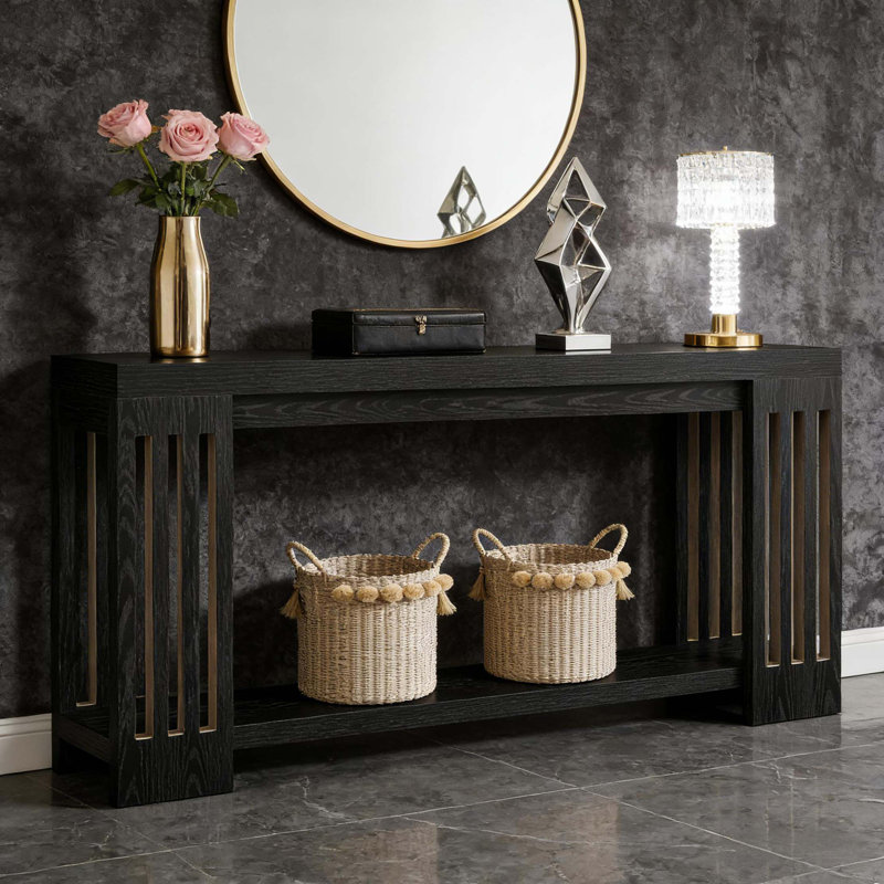 Console Table, 2-Tier End Table,Sofa Table, Black