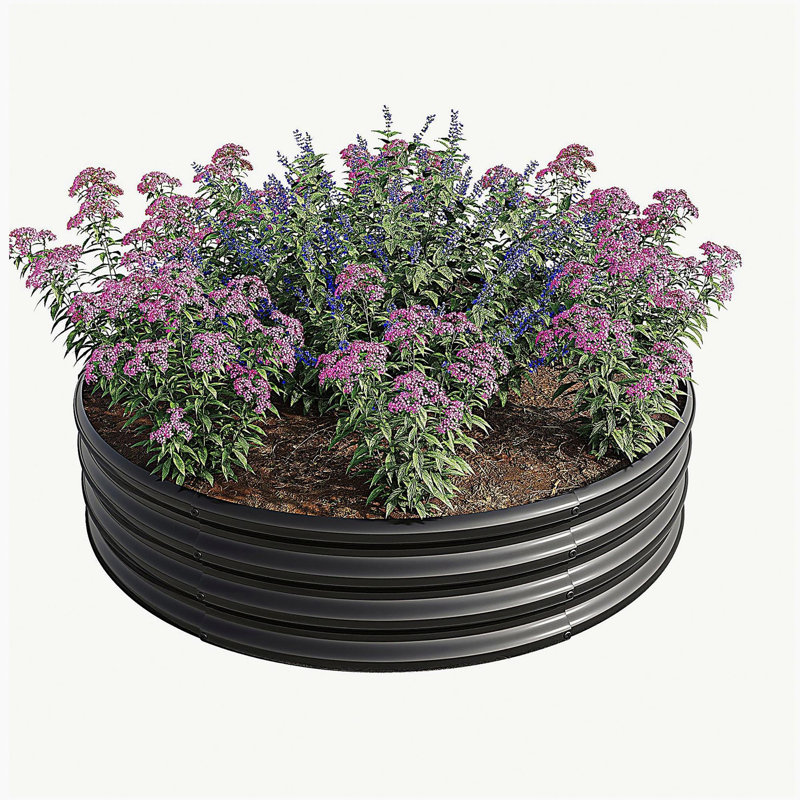 Metal Planter Box, Raised Garden Bed,with Safety Edging, Easy-to-assemble Stock Tank, 11.42" H x 47.24" W x 47.24" D, Black