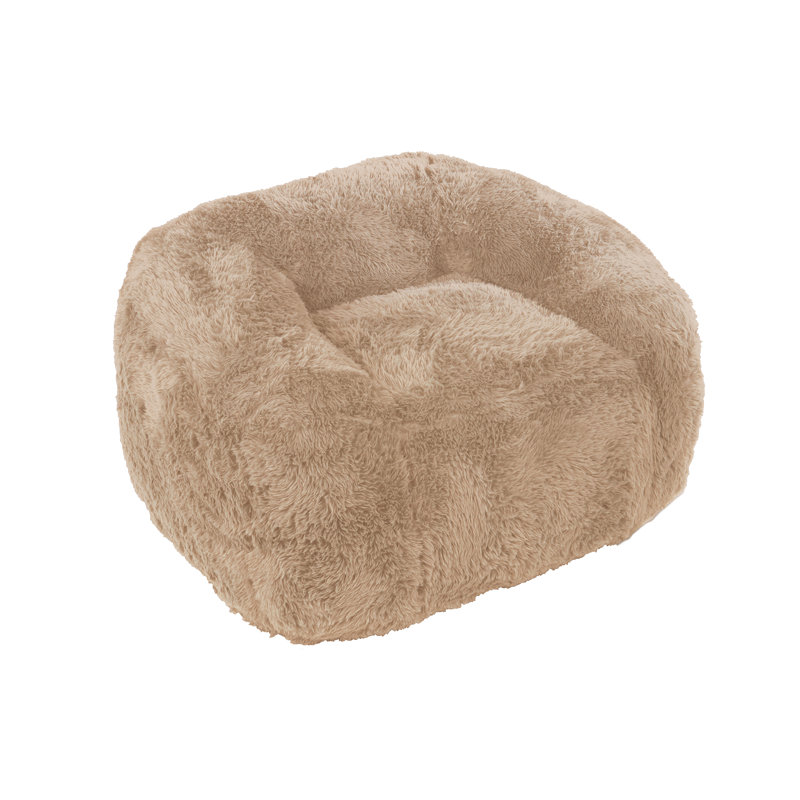 Fauteuil à billes en fausse fourrure Bilbo, Fausse fourrure brune