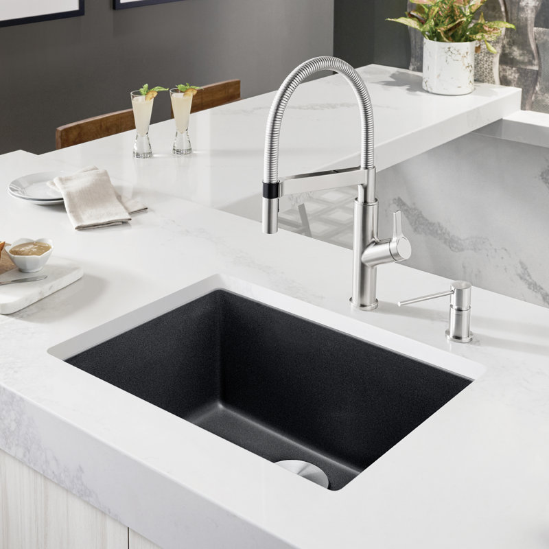 Precis SILGRANIT 24" L x 17.75" W Undermount Kitchen Sink, Café Brown