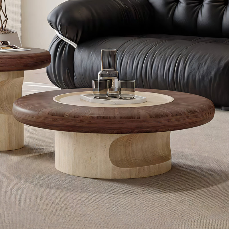Table basse 35,4 po, H 12,6 po x L 35,4 po x l 35,4 po, Brun / Beige