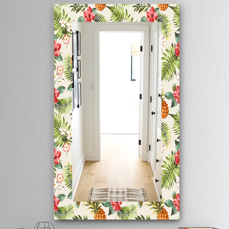 Miroir mural 15 mid-century scandinave, H 39,4 po x l 29,5 po, Floral