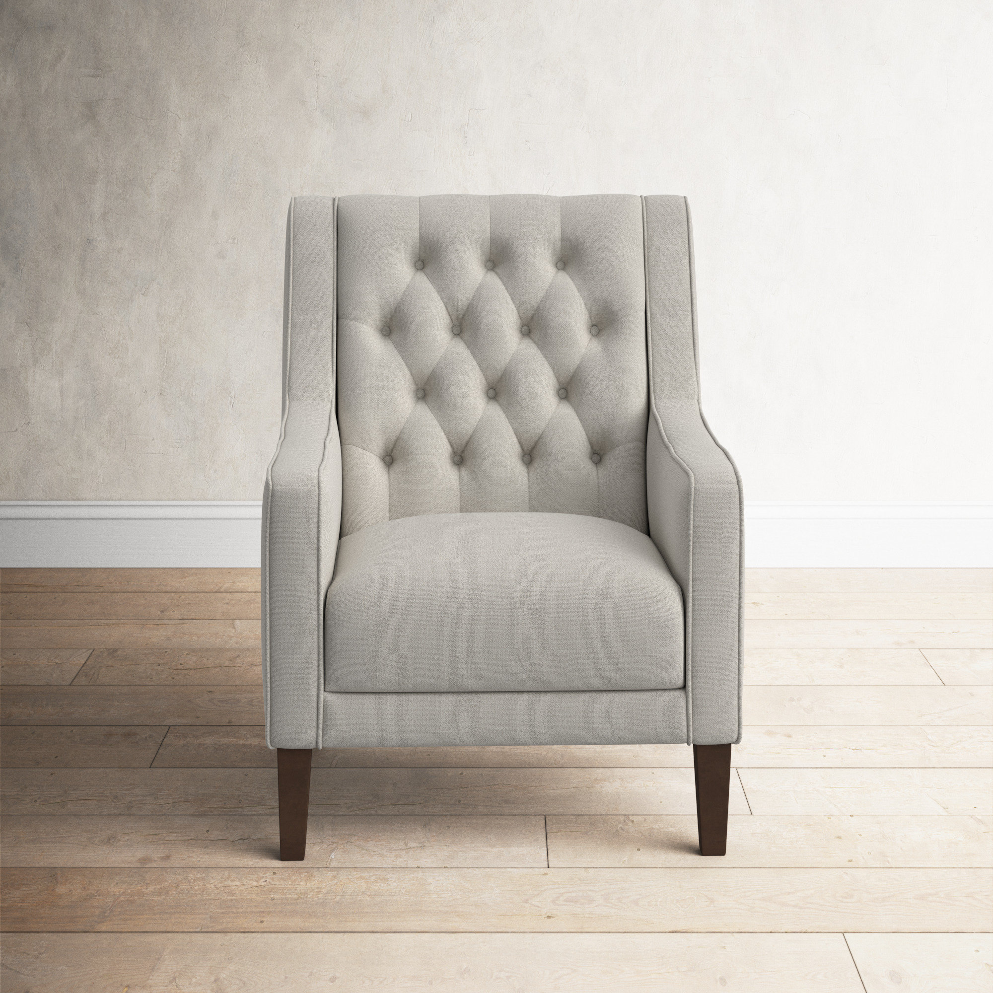 Mercer41 Button-Tufted Small Wingback Accent Chair with Rolled Arm