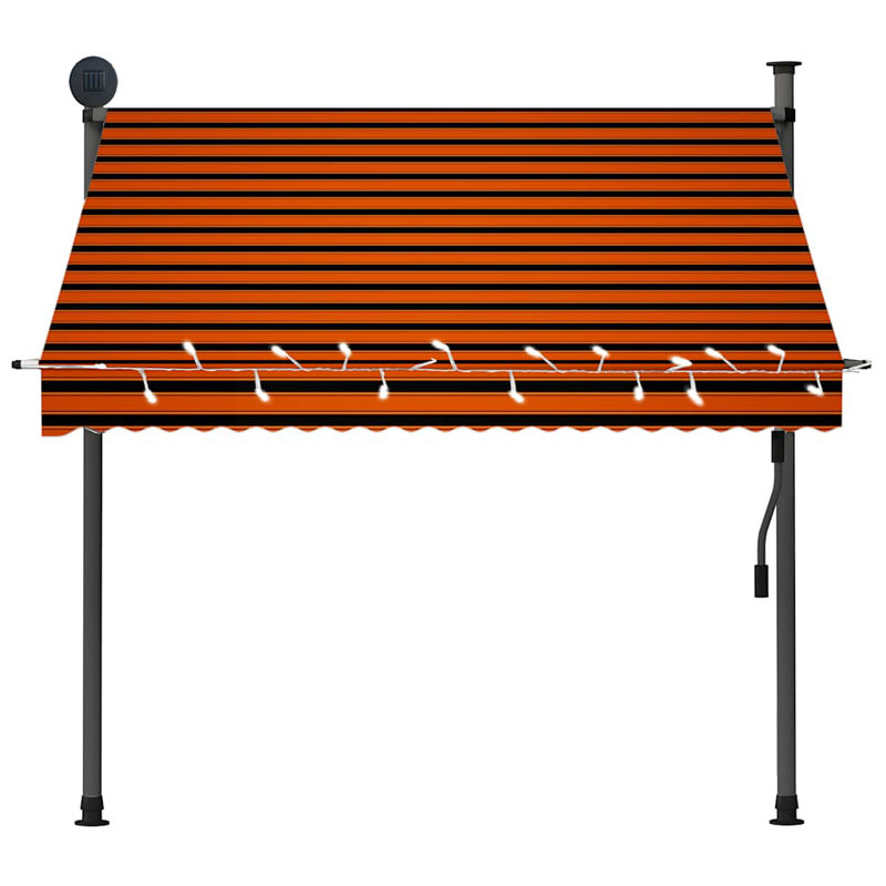 Retractable Awning Orange and Brown Weather Resistant Outdoor Patio Sun Shade, 118.1" H x 78.7" W x 1" D, Black/Orange