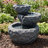 Ridgee Wood Weather-Resistant Contemporary Gray Polyresin Solar Water Fountain with Battery