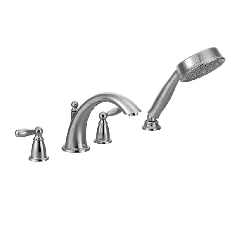Garniture de robinet de baignoire romaine à deux poignées avec douchette Brantford, Chrome
