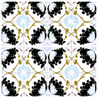 Floral Black White Motif Comforter