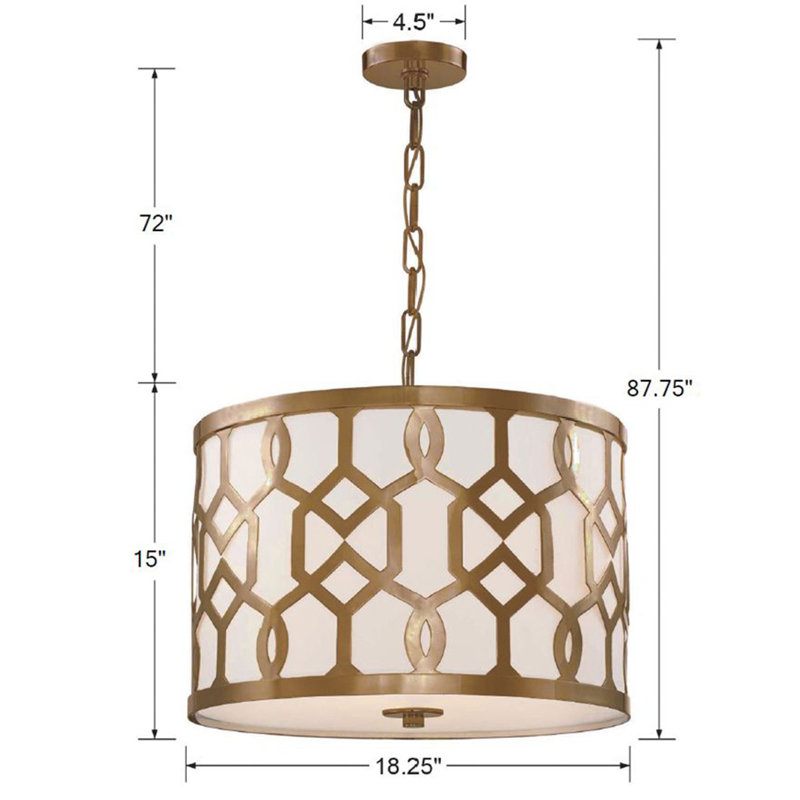 Horrocks 5 - Light Dimmable Drum Chandelier, Aged Brass, 18.25" 3-Light