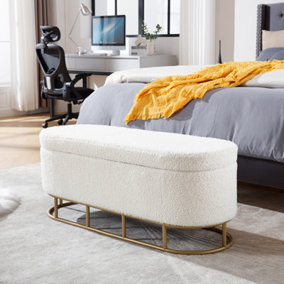 Glibben Oval Fabric Upholstered Storage Ottoman