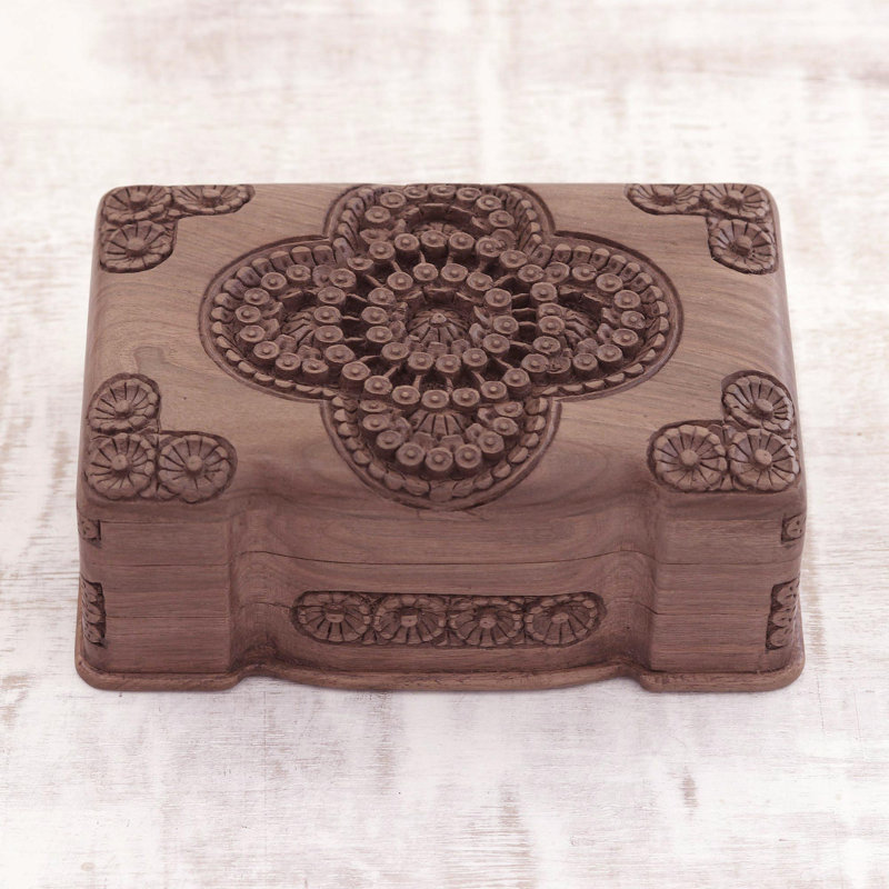 Boîte à bijoux florale en bois