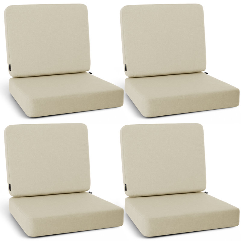 Ensemble de 4 coussins de chaise d'extérieur, 4, L 22 po x P 22 po, Beige