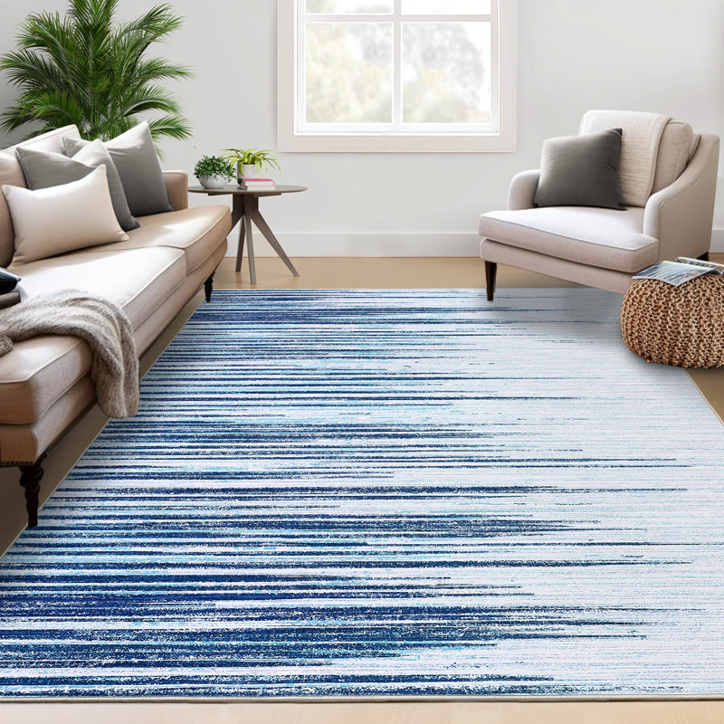 Tapis de sol transitionnel doux et antidérapant avec lignes striées, Rectangle 9 pi x 12 pi