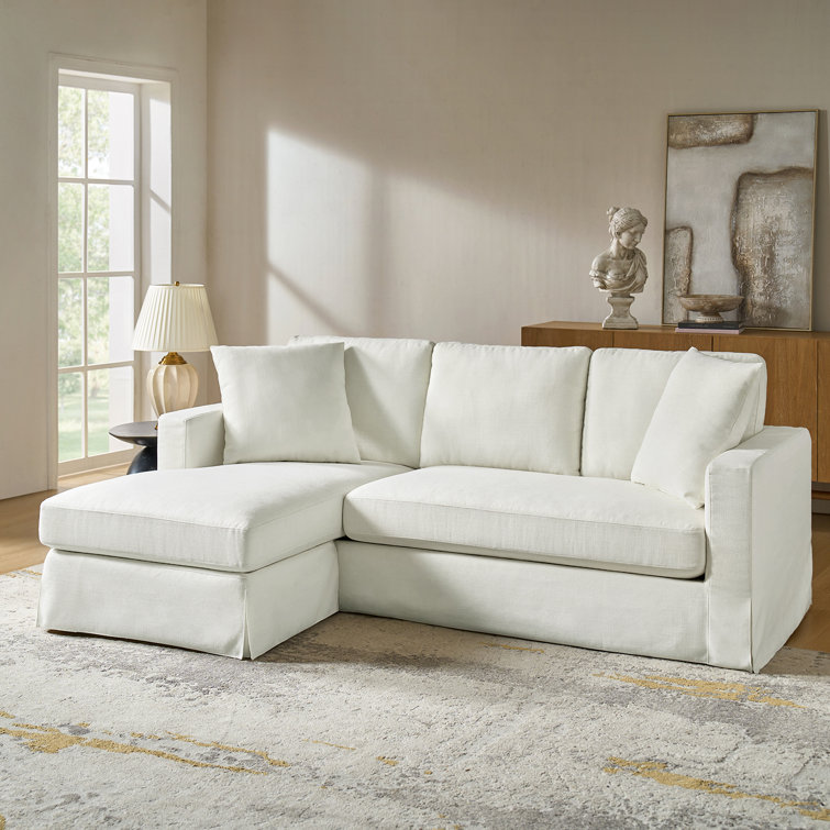 Chifley 85" Slipcovered Down Fill Sofa with Interchangeable Chaise Lounge