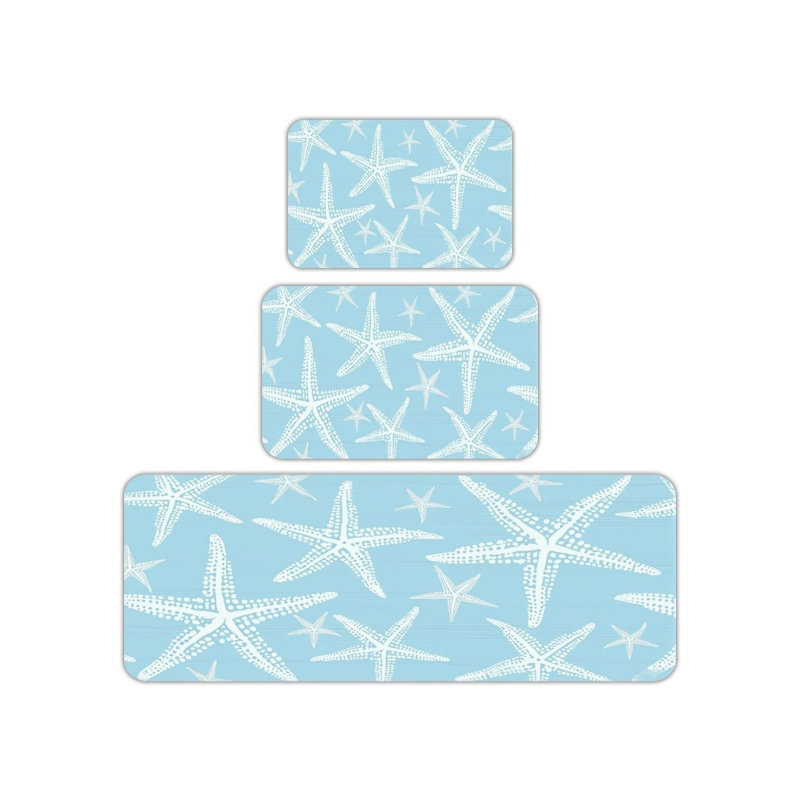 Ensemble de tapis de cuisine Starfish, bleu clair, 3 pièces