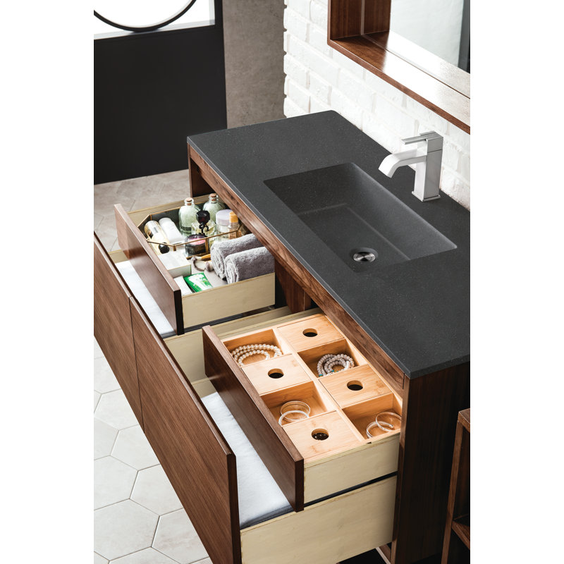 Mantova 47.25'' W Single Vanity, Charcoal Black, Glossy White