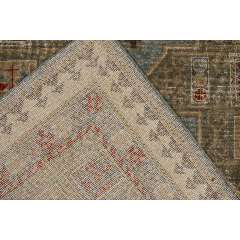 Distressed Homage Hand Knotted Wool Abstract Area Rug, Rectangle 10' x 14'